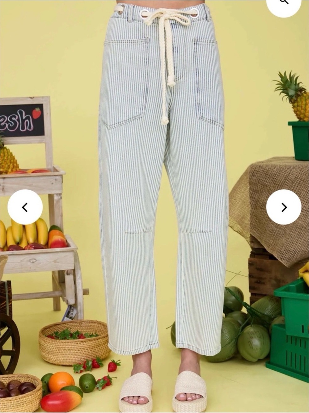 J.O.A. Rhea Stripe Soft Cotton Denim barrel leg Pant Sz Small Coastal sz S - Picture 14 of 16